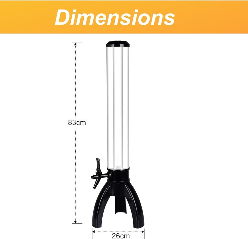 SERdeerCH 2 Pcs Beer Drink Tower Dispenser for Parties 100oz/3LClear Beverage Tower with Ice Tube and LED Lights Keg Tag for Kitchen Party - Image 2
